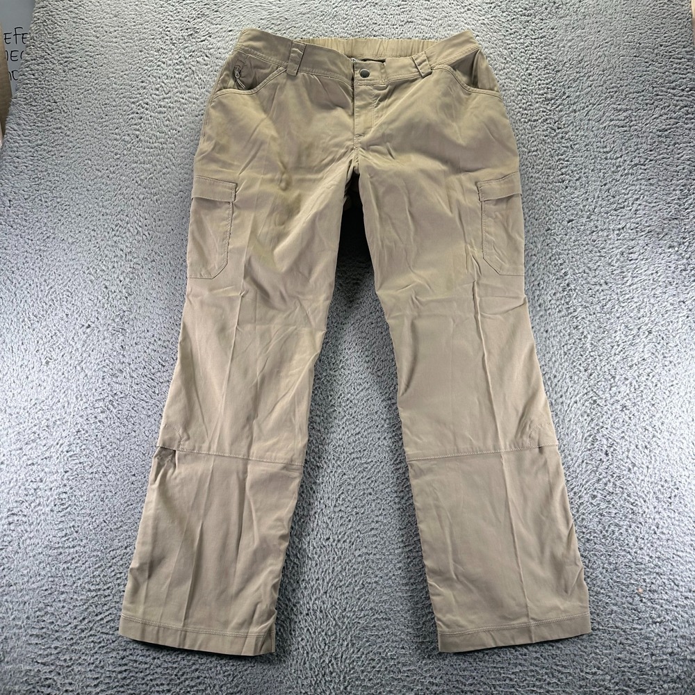Duluth Trading Pant Women's 16‎ Beige Nylon Windbreaker Cargo Workwear Stretch
